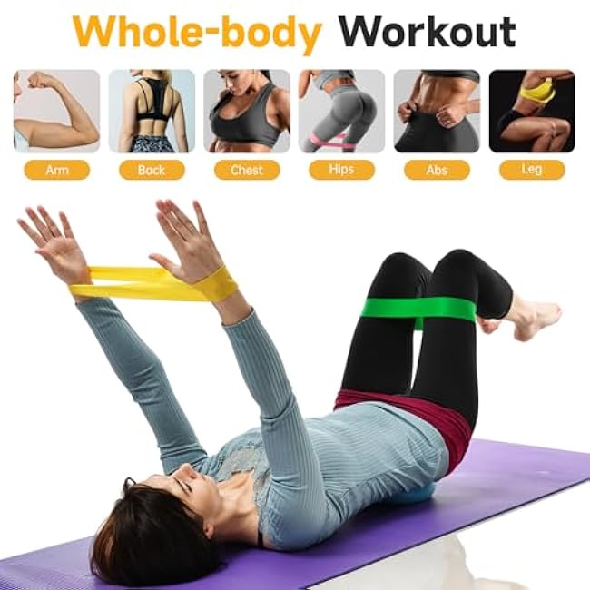 Resistance Bands for Working Out, Exercise Bands with 5 Resistance Levels, Elastic Stretch Band for Yoga Pilates Strength Training, Workout Band for Women and Men