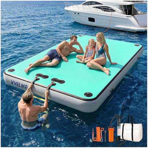 VVELIKE Inflatable Floating Dock, 5x6.6ft Floating Platform for Pool & Lake, Inflatable Dock for...