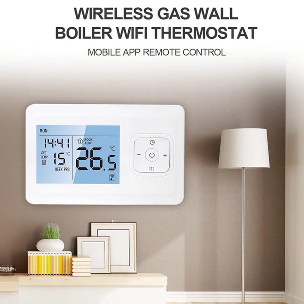 Termostato Programmabile WiFi Astuto per Caldaia e Riscaldamento, Telecomando TuyaSmart Life, Wireless Wifi Phone App Controllo