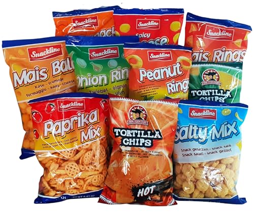 XXL Snack Box | Party Mix | Knuspriger Knabbermix | Für Filmabende, Feier, Geburtstagsfest, Grill Party | Karneval |10 Packungen Knabbergebäck