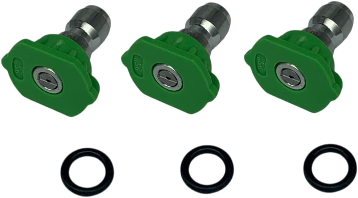 3PK Pressure Washer Nozzle Tips, 25°, Green
