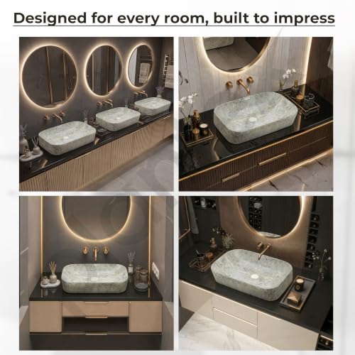 Image of Plantex Ceramic Wash Basin for Bathroom /Over Counter Bathroom Sink /Designer Hand Wash Sink for Home /Office /Hotel (21.5x14x5 Inch)