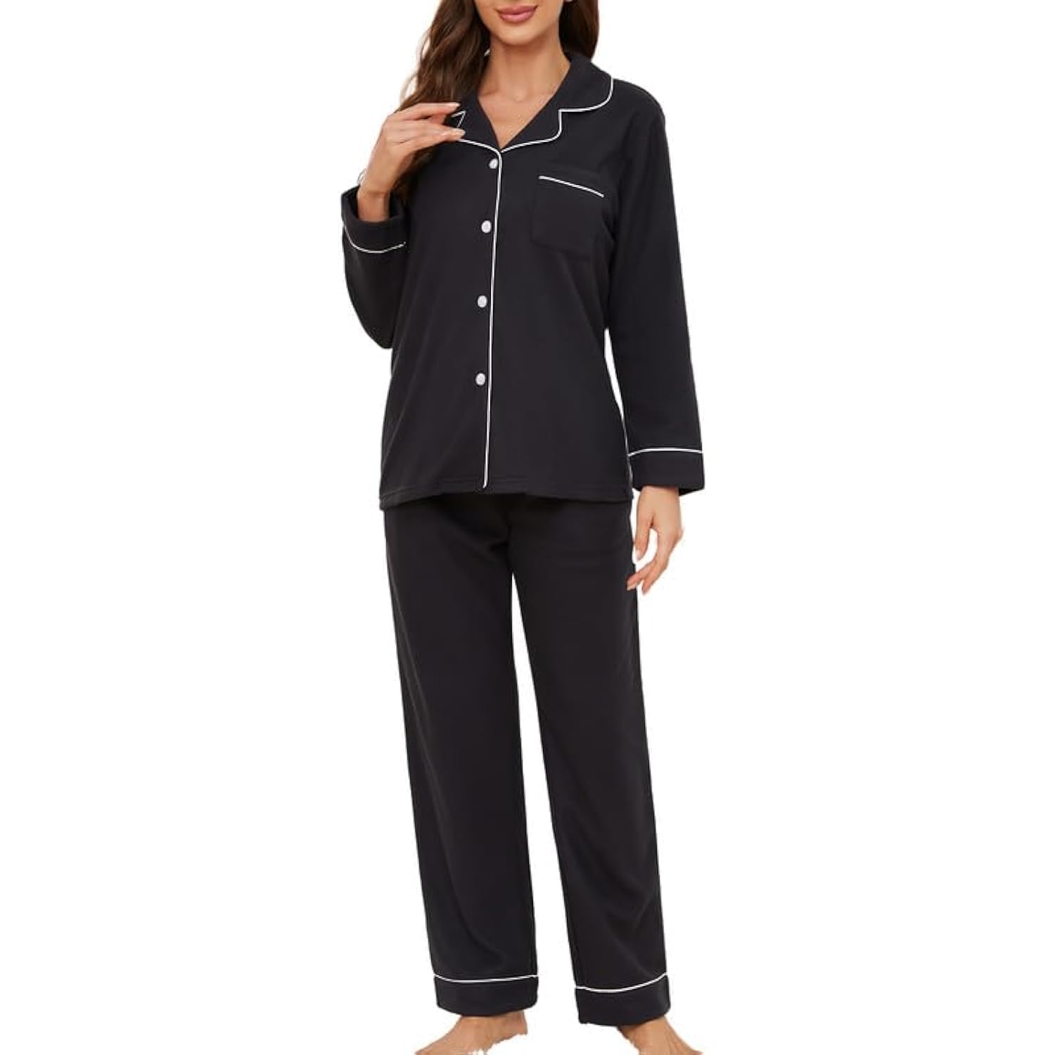 U2SKIIN Womens Button Up Pajama Sets Soft Long Sleeve Pajamas for Women Warm Flannel Knit Lounge Sets