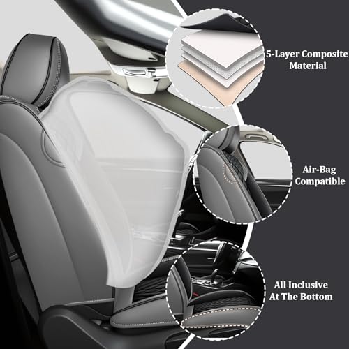 Image of Car Seat Covers Front Seats for Kia Telluride 2020-2026, Anti-Slip Full Coverage Car Seat Covers, Waterproof Nappa Leather Car Seat Cover Sets(2 Seats /Gray Black)