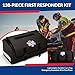 First Responder Trauma First Aid Kit Bag – Fully Stocked Emergency Medical Kit for Workplace, Vehicle & Home – OSHA & ANSI Compliant – Portable – Tactical Black