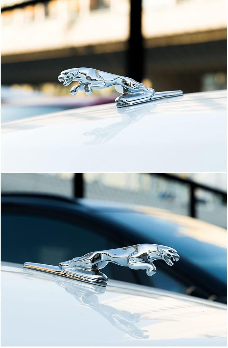 3D Silver Fit Jaguar Emblem Logo Front Vehicle Hood Ornament Cover Chrome Badge Car for Jaguar XF XJ XE XK XKR XFL XJS E Accessories (Silver-zhantie)
