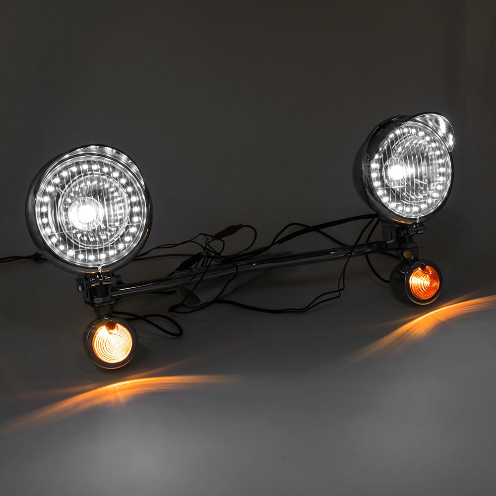 Universale Faretti Moto Supplementari Chrome Fendinebbia Moto Cromati Fari Supplementari LED Staffa a braccio lungo Compatibili Con Shadow VT 750 1100