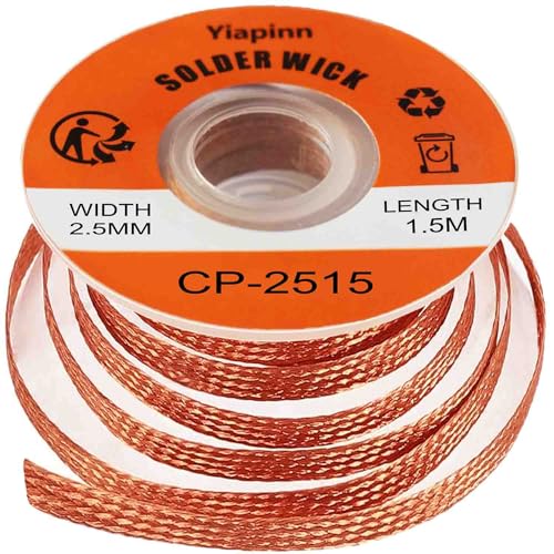 Solder Wick Desoldering Wick with Flux No-Clean Electronic Desoldering Copper Wire Braid Remover Desolder Soldering (Width 0.10 Length 4.92)