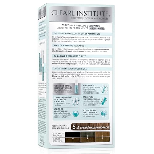 Foto von Colour Clinuance | Haarfärbemittel für Empfindliches Haar | Dauerhafte Färbung ohne Ammoniak Mehr Glanz | Intensive Farbe | 100% ige Deckung | 5.3 Hell Goldbraun | Dermatologisch getestet