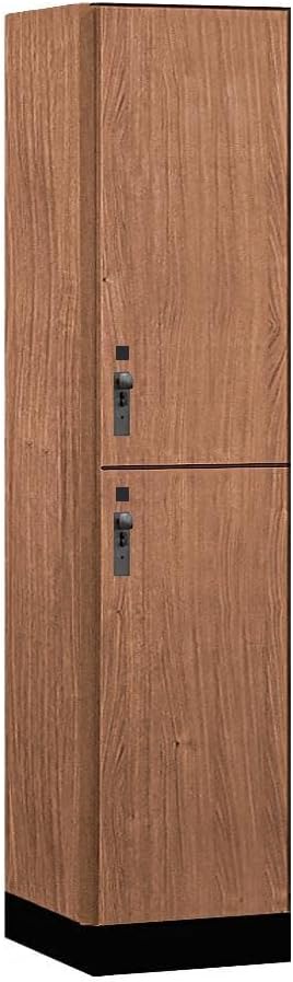 Salsbury Industries 18-42168RO 18 in. Wide Premier Wood Locker - Double Tier - 1 Wide - 6 ft. High - 18 in. Deep - Red Oak - Hasp