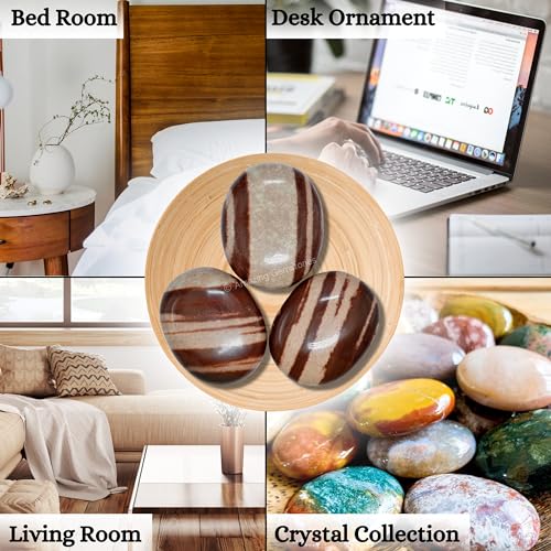 Image of Amazing Gemstone Narmada Shiva Lingam Crystals and Healing Stones - Large Palm Stone Crystals Piedra - Crystal for Good Luck, Positive Energy, Meditation - Unique Stocking Stuffers Gifts for Women