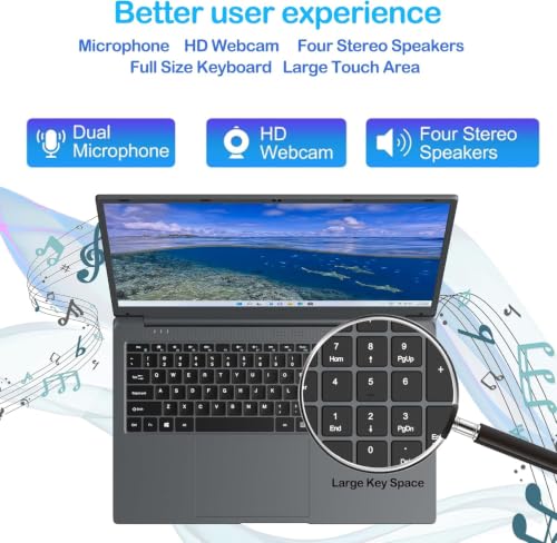 Image of 17.3-inch Laptop: Celeron N5095 Processor (up to 2.9GHz), 8GB RAM + 512GB SSD Storage, Win 11 OS, with WiFi, USB 3.0, Webcam - Ideal for Students and Business Use