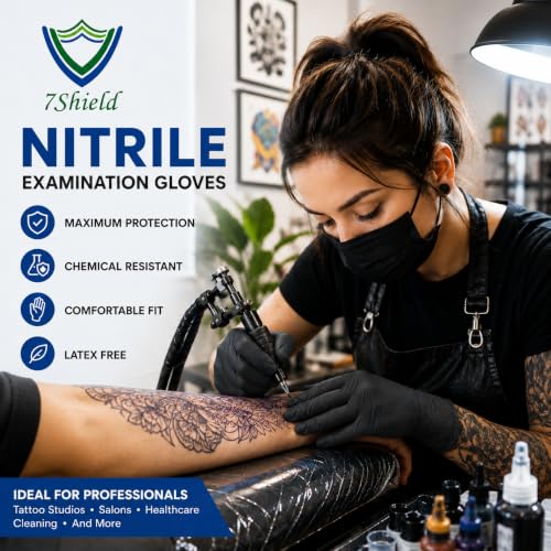 Image of Nitrile Hand Gloves| Medical & Food Grade| Disposable Powder Free for Examination |Blue CE Approved Non Sterile Powder Free, Large Size, Cobalt Blue, Chemical Resistant (L Black)