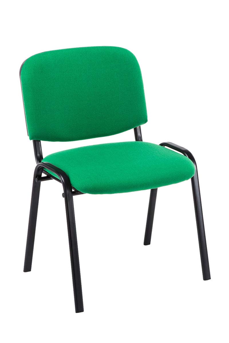 CLP Lot De 6 Chaises Visiteur Empilables Ken en Tissu I Chaises De Salle D'Attente avec Assise Et Dossier Rembourré I Pieds en Métal, Couleur:Vert