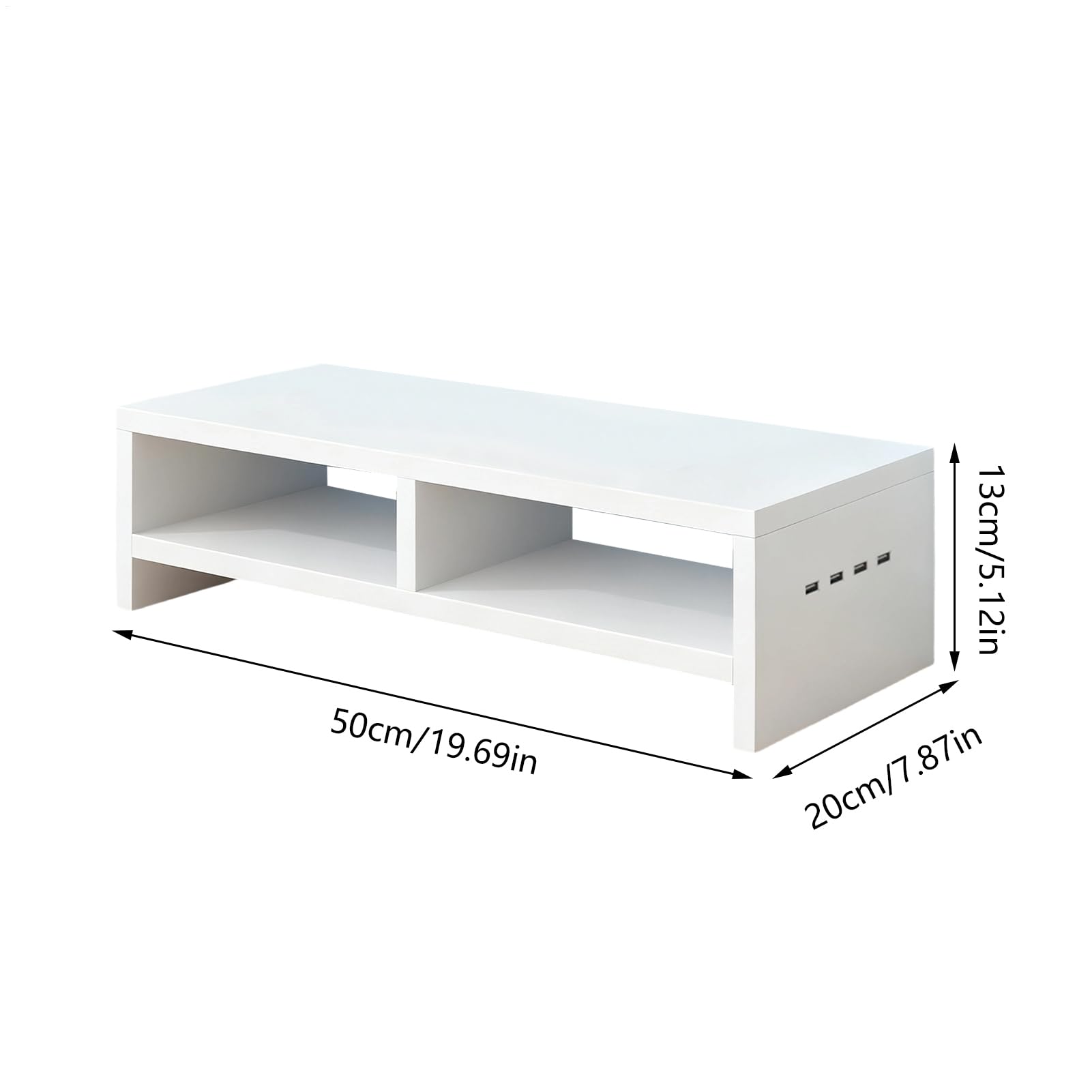 Sollevatore per monitor per computer a 2 strati con 4 porte USB, antiscivolo, supporto per stampante da ufficio con spazio di archiviazione, per computer portatile, elettronica, casa, ufficio, studio,