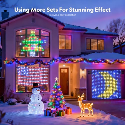 Image of JMEXSUSS 400 LED Smart Curtain Lights for Holiday and DIY Fun, 6.5x6.5 ft