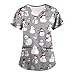 Christmas Shirts for Women 2025 Cute Xmas Tree Printed V Neck Short Sleeve Scrubs Tops Stretch Anti Wrinkle Nursing Uniform Shirts Work Blouses with Pockets(B1-Gray,X-Large)