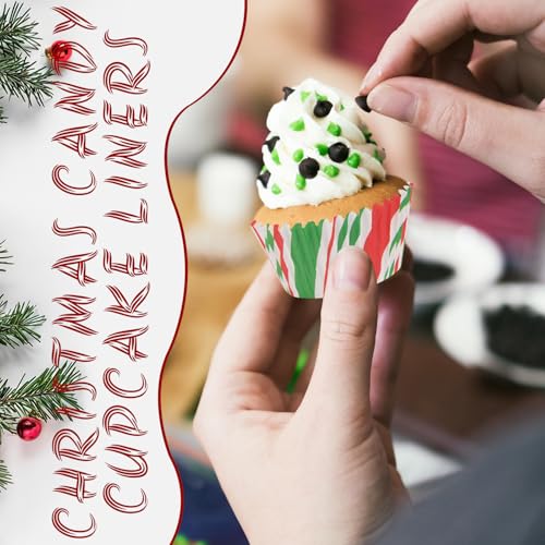 Image of 600 Pack Christmas Candy Cupcake Liners Wrappers Baking Cups Santa Holiday Paper Wraps Muffin Liners for Xmas Birthday Party Candy Cake Decorations Supplies(12 Styles)