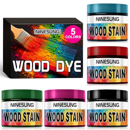 NINESUNG Vibrant 5 Colors Wood Stain Powder - 2oz Each Color Stain for Wood