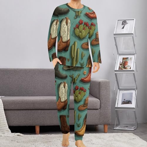 Men's Pajamas Set Long Sleeve Top And Bottom with Pockets, Cozy Sleepwear Nightwear Loungewear Suit for Men2