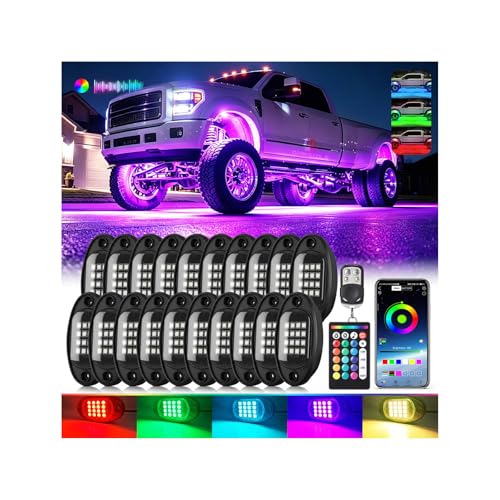 20Pods RGB LED Rock Lights for Trucks Pickup Dually Truck Off-Road, Multicolor Underglow Light Kit...