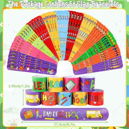 Image of JUNEBRUSHS 56Pcs Back to School Slap Bracelets Welcome Back to School Gifts