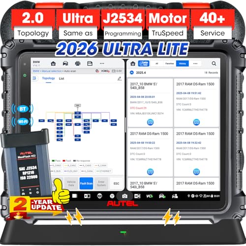 2026 Autel MaxiCOM Ultra Lite Intelligent Scanner, 2 Years Free Update, Up of MS919 Elite II Pro Same as MaxiSys Ultra, Motor TruSpeed, Topology 2.0, 40+ Service, 3000+ Active Test, FCA SGW