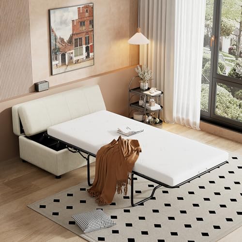 LUMISOL Folding Ottoman Sleeper Chair Bed with Mattress