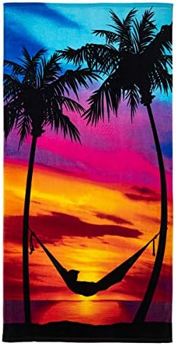 Dawhud Direct Palm Tree Sunset Super Soft Plush Cotton Beach Bath Pool Towel for Women, Girls, Kids, Men, Dog Bath Towel Print 30" x 60" Pool Towel Super Soft Plush Cotton Beach Towel