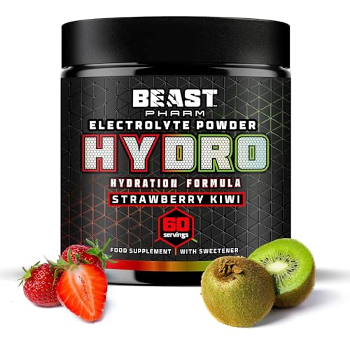 Beast Electrolytes Powder - 60 Servings Keto Hydration Drinks with Potassium Supplement - 360g, Strawberry Kiwi