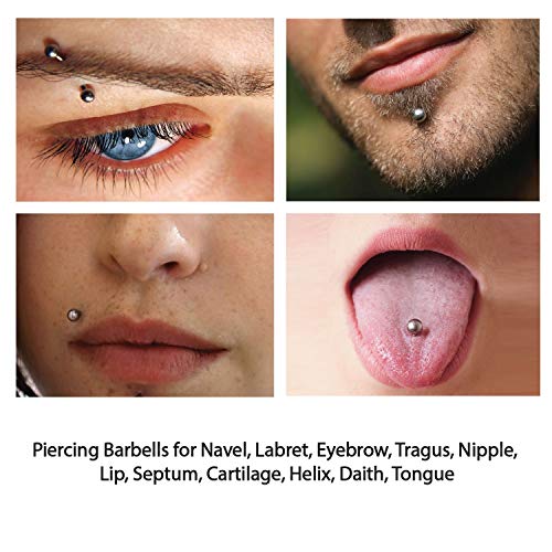 BodyJ4You Kit de piercing profissional de 20 peças BCR CBR Labret Tragus mamilo lábio nasal 16G joia