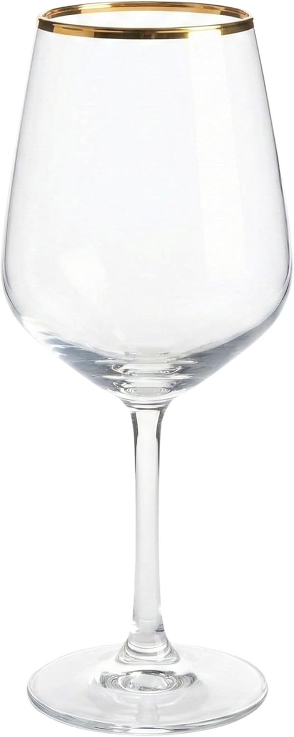 RAKLE Avantgarde Wine Glasses Set of 4, 14.3oz Modern Gold Rimmed Drinking Glasses for Red White Rose Wine and Cocktails, Lead-Free Durable Dishwasher Safe Glassware, Elegant Gold Accented Design