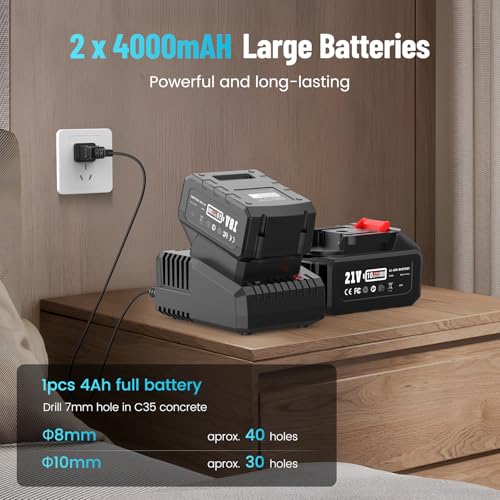 image for Seesii Cordless Rotary Hammer Drill, Battery Power Hammer with 2x4.0Ah