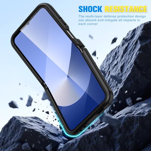 Image of for Defender Samsung Galaxy Z Flip 6 Case with Clip Holster, 2 Layers of Sturdy, Heavy Duty Phone Case Samsung Z Flip 6 Black