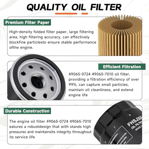 Image of 49065-0724 Oil Filter 49065-7010 AM107423 for kawasaki FX850V FX801V FJ180V FH381-721V FH601-770D FX751-FX1000V Models,Club Car 1016467 S-tens 120-634 49065-2071 Engine Oil Filter, Pack of 6