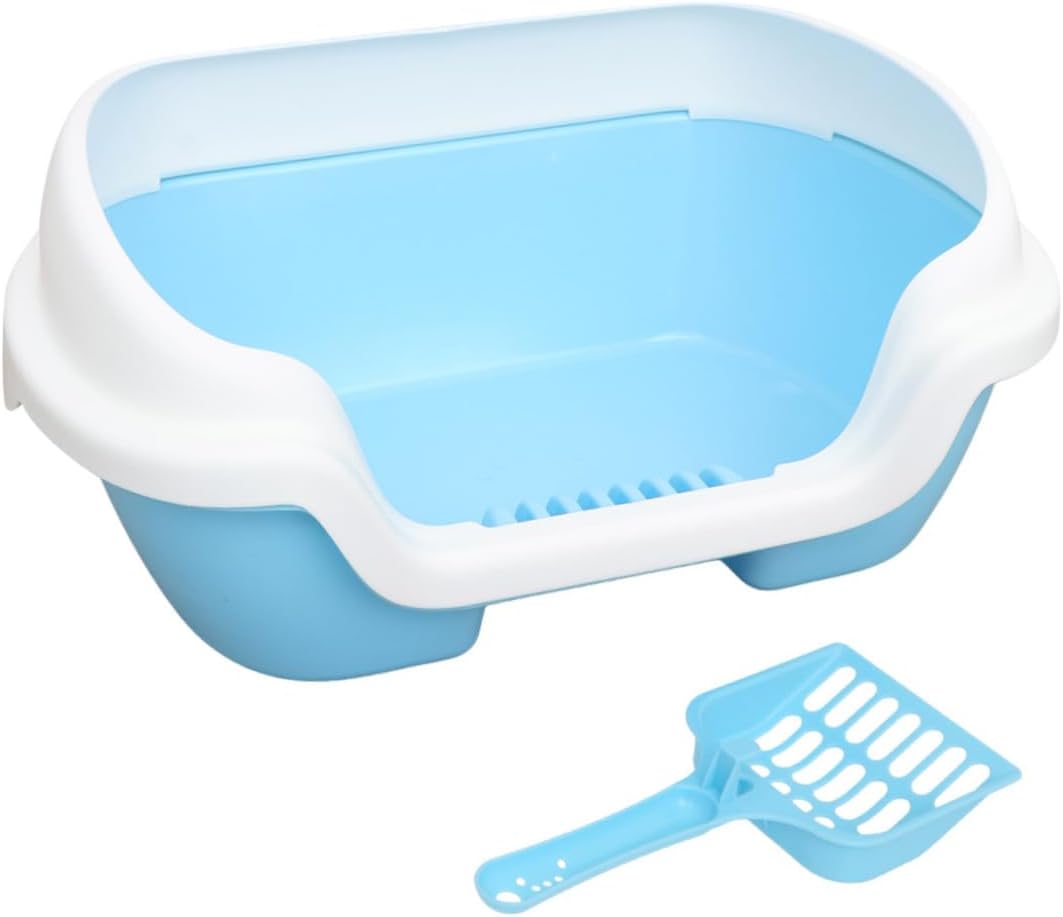 Semi-Enclosed Cat Litter Box Plastic Basin for Comfortable Cat Cleaning and Easy Maintenance Practical Pet Toilet for Tidy Home Use
