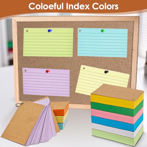 2000 peças de cartões de índice pautados coloridos com anéis de 7 x 12 cm para estudar escritório, c