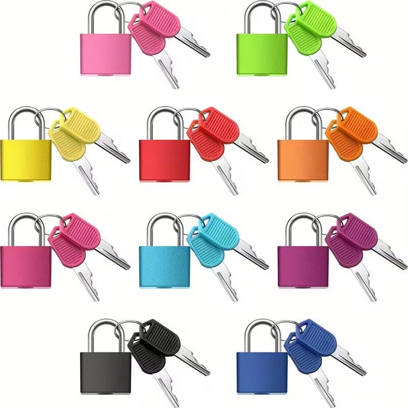 4pc Small Colored Padlocks with Keys Set, Mini Luggage Suitcase Padlock, Weatherproof Backpack Gym Locker Metal Lock Pack-image-4