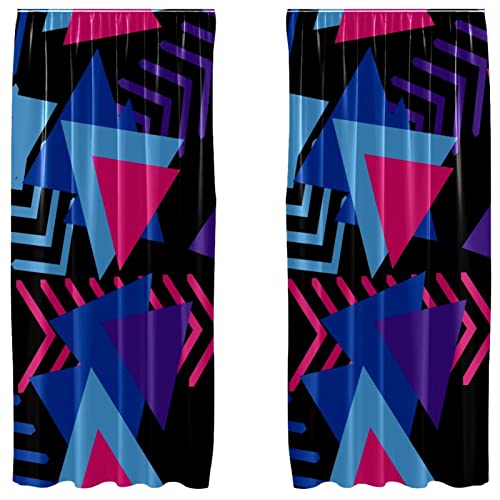 Cortinas opacas de microfibra 2 paneles 55x84 pulgadas triángulo rosa azul 2