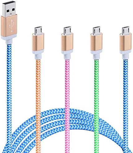 Magic-T 4 Pack 6.6ft USB Cords Micro Charging Cable with Gold-Plated for Samsung,LG G4, HTC M9, PS4 and More Android Device