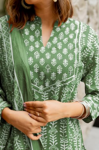 Image of MIRCHI FASHION Pure Cotton Women Straight Printed Kurti Set with Dupatta & Pant