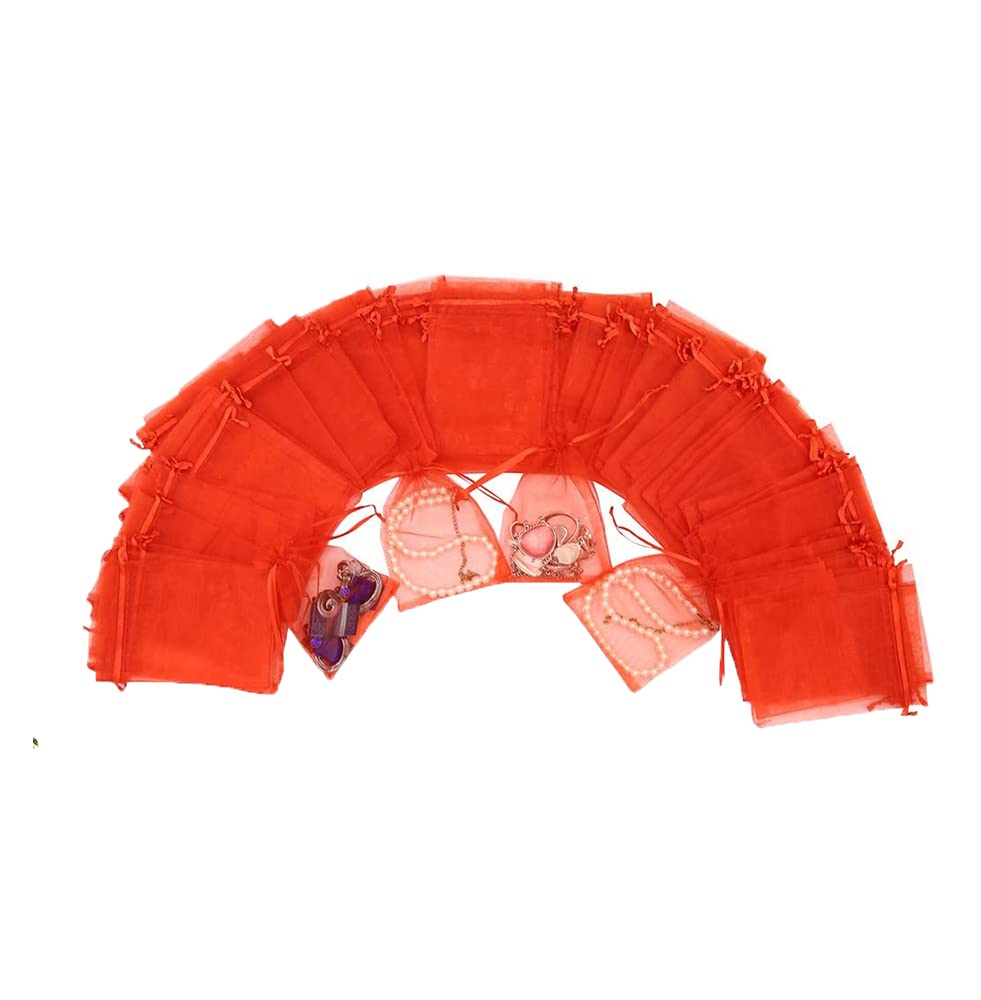 DMS RETAIL Drawstring Organza Bags, Wedding Party Favor Gift Pouch, Chocolate Mesh Candy Gift Jewelry Organza Bag, Sachet Bags Small Sheer Organza Pouches - Festival 9X12 CMS 30 PCS (RED) (B0CQPGN5G1) Amazon Price History, Amazon Price Tracker