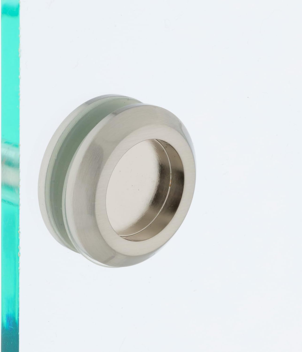 Rockwell Security Sliding Shower Door Finger Pull Knob 1-1/4 Inch Diameter Brushed Nickel Solid Brass Applicable for Bypass Sliding Shower Doors
