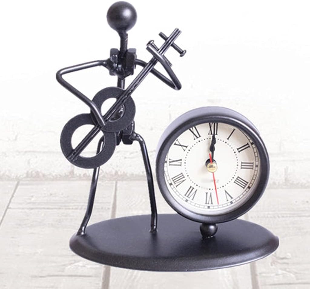 FMURY Musical Clock Ornaments Iron Electric Shaped Digital Clock Bedroom Bedside Table Clocks Office Home Decorations(E)