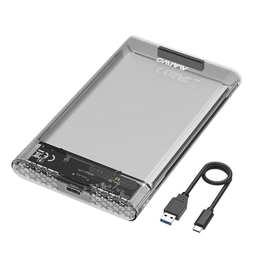 MAIWO External Hard Drive Enclosure for 7mm 9.5mm 2.5 inch SATA SSD/HDD, 5Gbps USB C to SATA Adapter Storage Case, 6TB Capacity (Black)