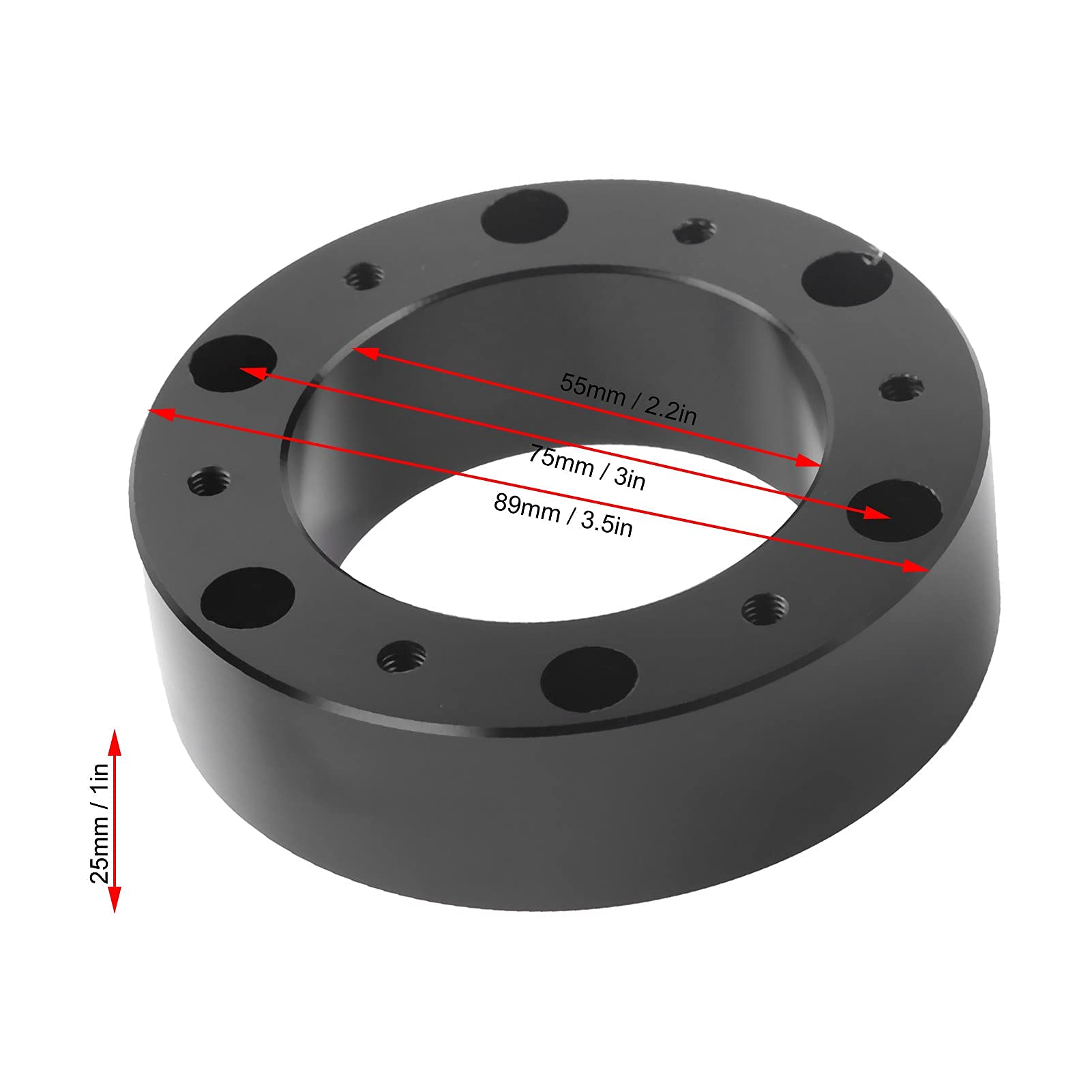 Lenkrad Adapter 6-Loch 1 Zoll (25mm) CNC Aluminium Spacer für erhöhte Position Universell für Autos ATVs & Club Cars inkl. Schrauben & Werkzeug