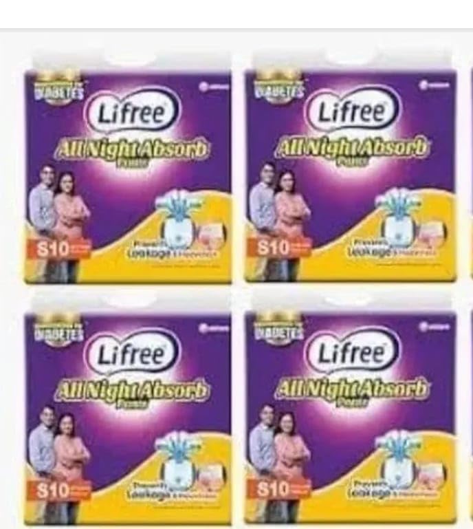Compatible with Lifree S10 adult diapers All Night Absorb pants upto 8 hours absorpsion Unisex, S size 40 Pieces, Waist size- 24-33 Inches, 60-85 cm (Pack of 4) up to 8 HOURS ABSORBENT-image-45