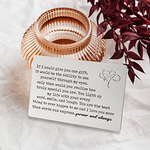 Clesellix Love Theme Laser Engraved Metal Wallet Insert Card, Valentine's Day, Anniversary, Christmas Gift for Husband, Boyfriend3
