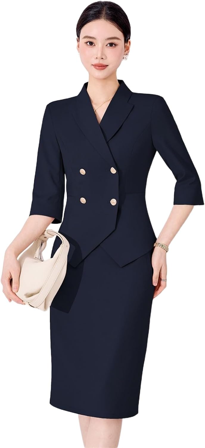 Spring Summer Women's Blazer Suit Set for Office Business Workwear