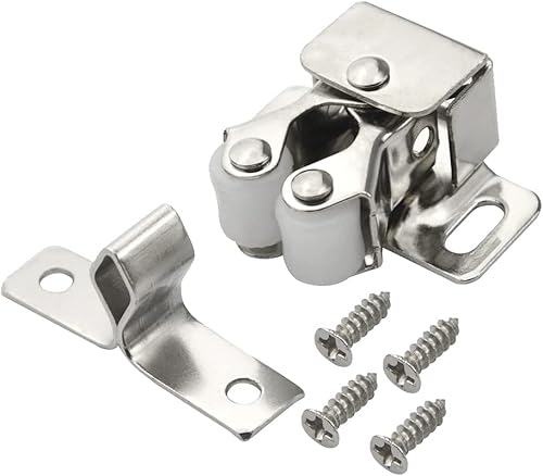 Miniatura 2 de Paquete de 10 cierres de doble rodillo para puerta de gabinete con tornillos de instalación para armario, armario, cocina, puerta de armario